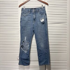 Hollister Ultra High Rise Vintage Straight Jeans Distressed Womens Size 5 Short
